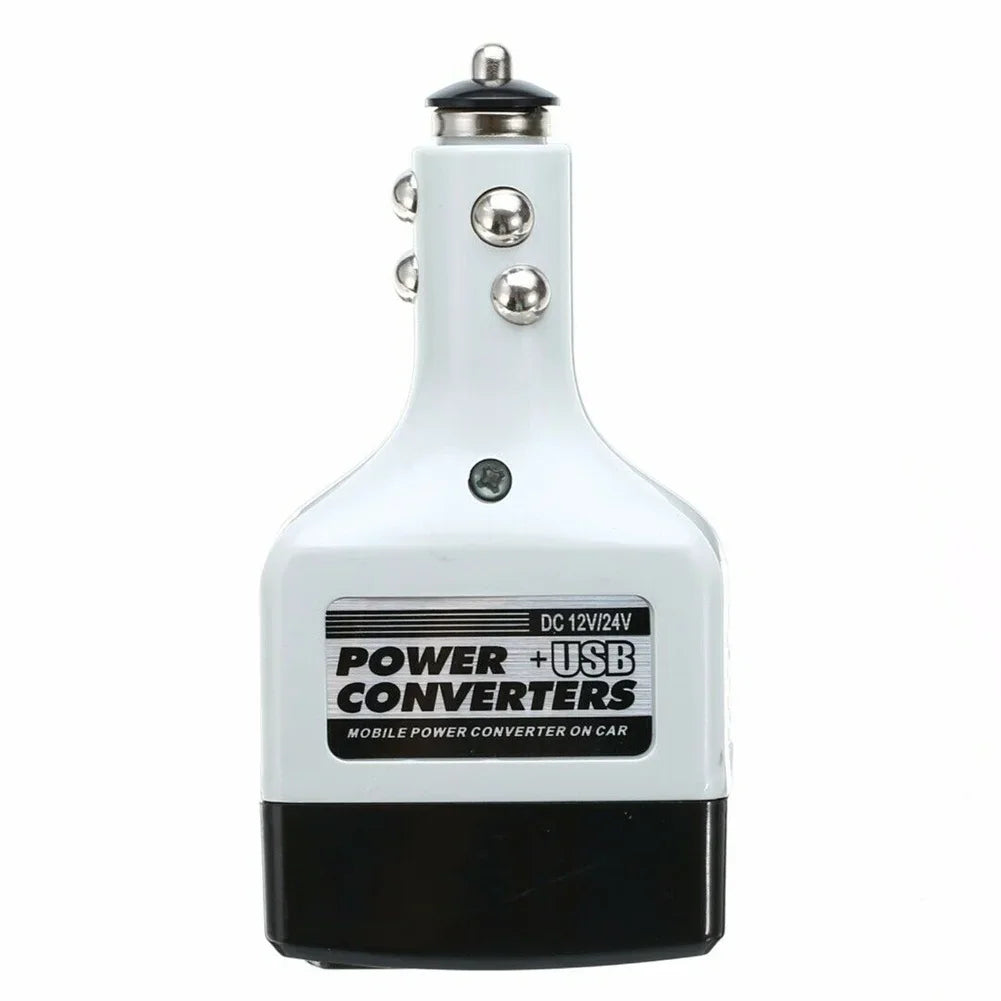 Portable Car Power Inverter – 12V/24V DC to 220V AC Adapter Charger