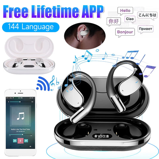 AI Smart Translator Earbuds – 144 Languages, Wireless Bluetooth Headse