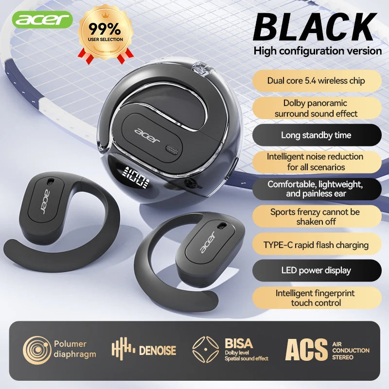 Acer OHR538 Wireless Open-Ear Headphones – Sports & Multi-Device Compatible