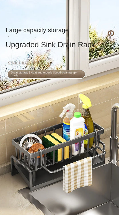 Sink Drain Rack – Sponge, Soap & Towel Holder