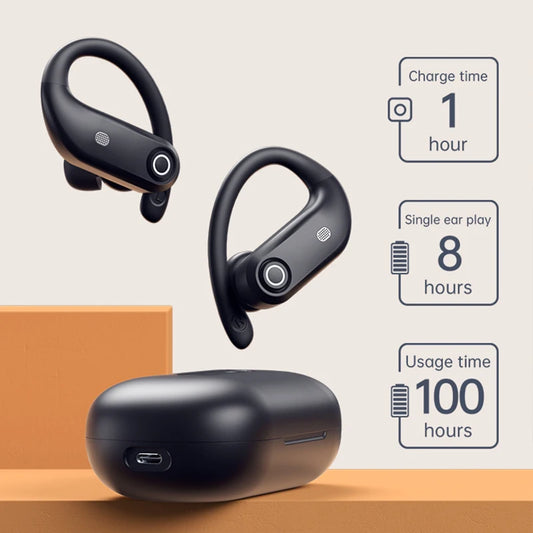 K23 TWS Bluetooth 5.0 Earbuds with Mic & Earhook – Noise Cancelling Wireless Sports Headphones