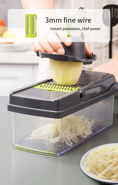 14/16pcs Vegetable Slicer & Chopper Set with Basket