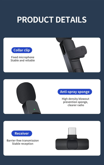 Basix 2.4G Wireless Lavalier Microphone for iPhone, Android, Broadcast & Gaming