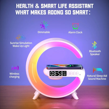 3-in-1 Wireless Charger with Night Light, Speaker & Clock – Fast Charging Station